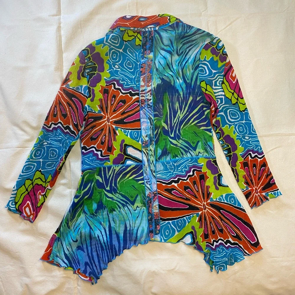 Pleats Collection by Pings Imports Blouse Button Front Y2K Floral Top Medium - Picture 2 of 8